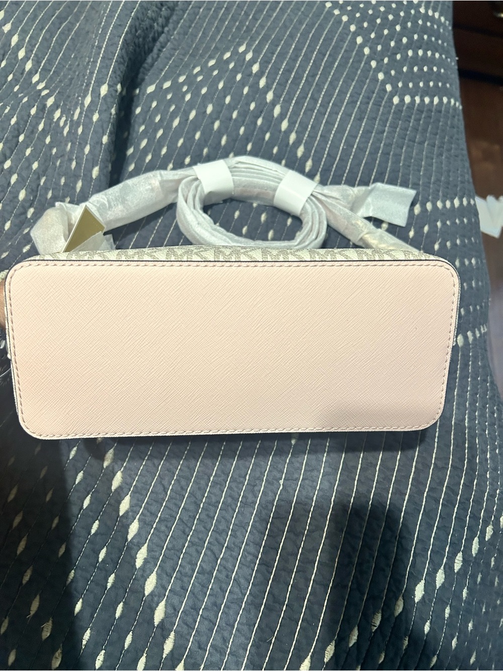 Michael Kors Ivory/Taupe Signature MK Crossbody Bag - Picture 5 of 6